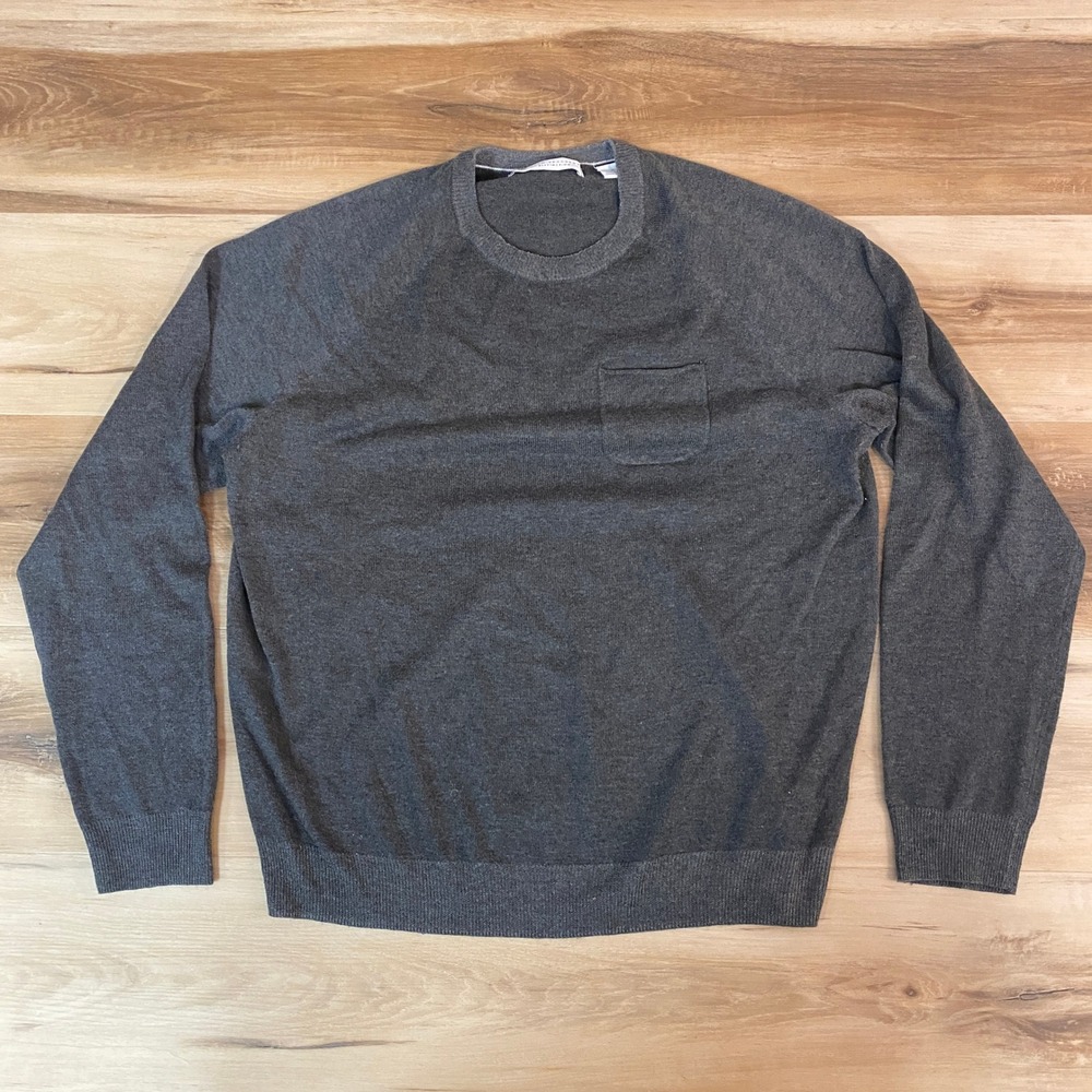 Ryan Seacrest Sweater Mens Large Crew Neck Long Sleeve Gray Size L